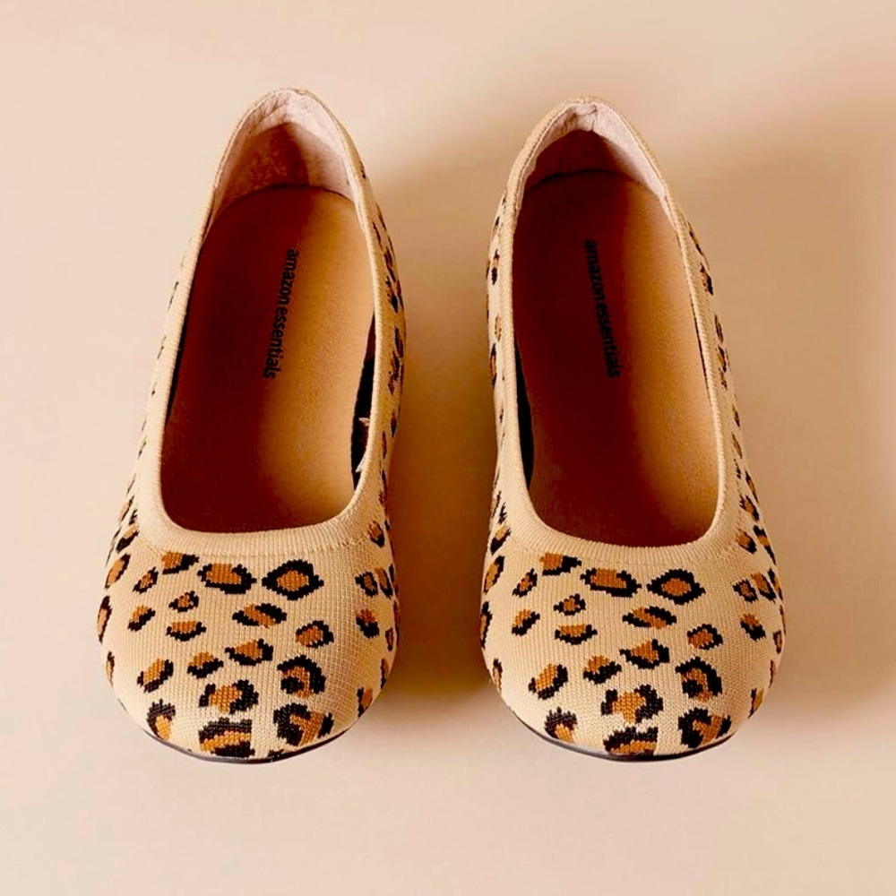 Amazon Essentials Leopard Knit Ballet Flats NWT Size 7